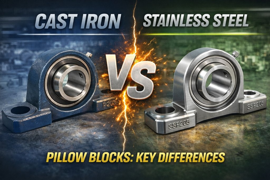 Cast iron vs stainless steel pillow block housing cross-section